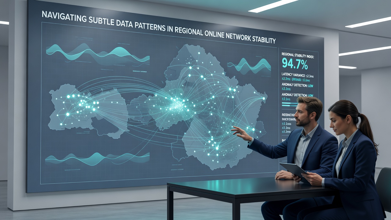 Data visualization dashboard displaying subtle network stability metrics and pattern overlays